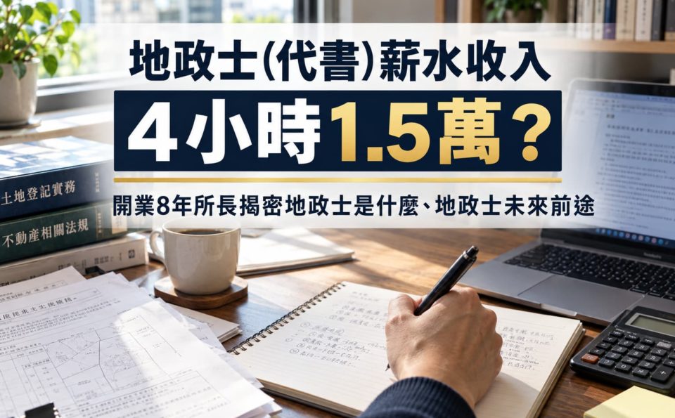 地政士(代書)薪水收入4小時1.5萬？開業8年所長揭密地政士是什麼、地政士未來前途