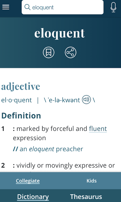 Merriam-Webster Dictionary_免費線上英文字典App_查字典畫面 eloquent