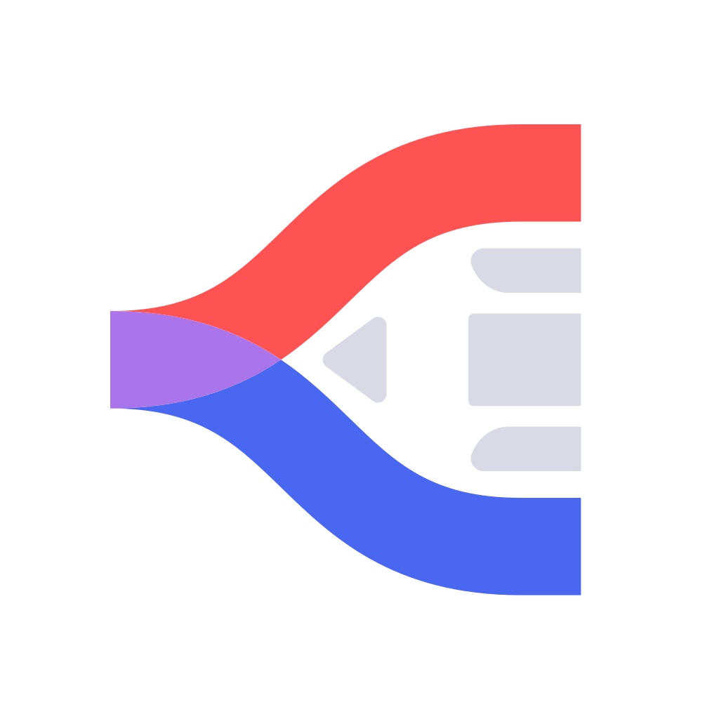 WordBranch_免費背英文單字App Logo 白色的底，紅色配上紅色的「小於符號」 「小於符號」中間有 4 個幾何圖形