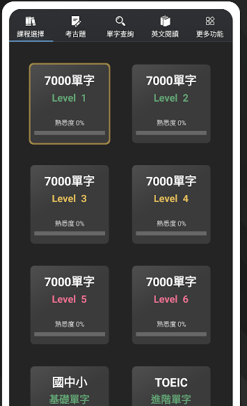死神單字_免費背單字App_各種單字分類 7000單字分成Level 1~6
